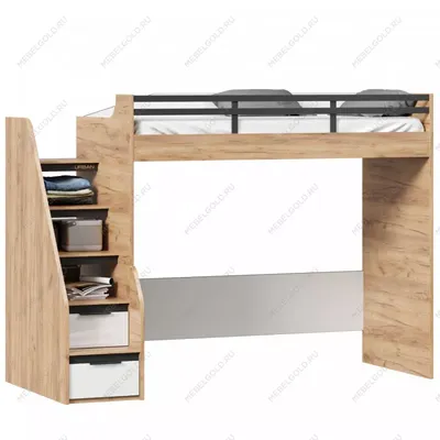 Кровать-чердак со столом и шкафом Тулуза Fmebel 90x200 - FMEBEL