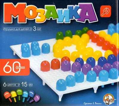 TaKKi Toys Крупная детская мозаика для детей Животные 12 траф. 35 кноп.