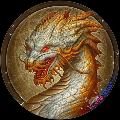 Красивый дракон с двумя парами ребристых рогов — Картинки для аватара