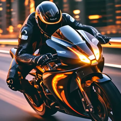 Черный дорогой гоночный мотоцикл с …» — создано в Шедевруме