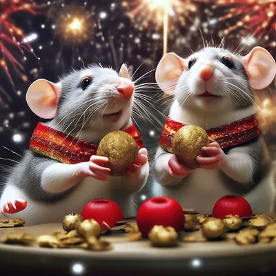 Крысы празднуют новый год» — создано в Шедевруме