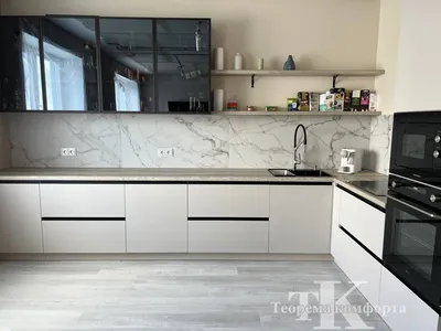 Угловая кухня Luce в современном стиле c барной стойкой| проект с фото в  интерьере