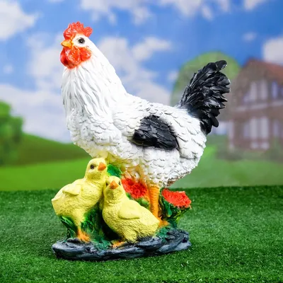 Садовая фигура "Курица с цыплятами" (гипс)