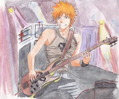 Фото Kurosaki Ichigo / Куросаки Ичиго с мечем в руке из аниме Bleach / Блич