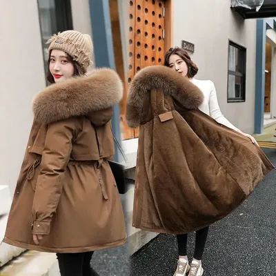 Куртка парка женская зимняя с мехом купить в Москве