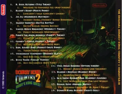 Donkey Kong Country2: Diddy's Kong Quest - The Original Donkey Kong  Country2 Soundtrack (1995) CD -