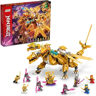 : LEGO NINJAGO Lloyd's Golden Ultra Dragon Toy for Kids, 71774  Large 4 Headed Action Figure with Blade Wings Plus 9 Minifigures :  Everything Else