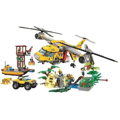 Lego City Jungle Explorers Набор Джунгли для начинающих 60157, Конструктор  - «Конструктор LEGO City Jungle Explorers Набор Джунгли для начинающих  60157. В наборе катамаран, дерево с тайником, три минифигурки с различными  аксессуарами,