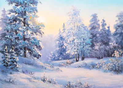 Лес зимний иллюстрация - 35 фото