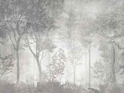 Виниловые фотообои: Фотообои De-Art Лес в тумане M5-002