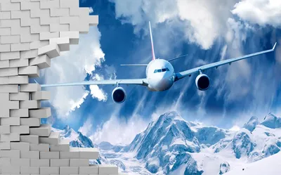 Фотообои Летящий самолет купить на Стену — Цены и 3D Фото интерьеров в  Каталоге интернет магазина 
