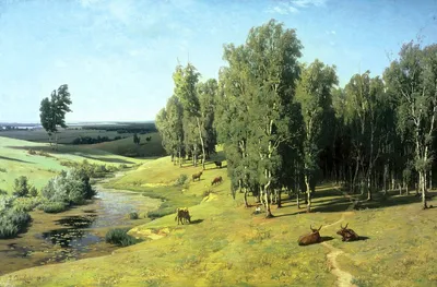 Картина маслом "Летний день. Вид на озеро и горы" 50x60 AS210701 купить в  Москве