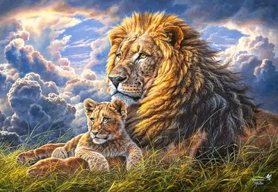 Купить картину маслом Лев и львенок от 5700 руб. в галерее DasArt