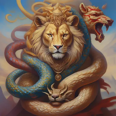 Статуэтка "Лев и змея (крупные)" арт. 3647 - купить в Москве - низкие цены