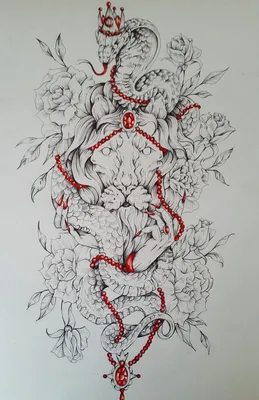 Эскиз тату лев и змея | Humanoid sketch, Art, Tattoos