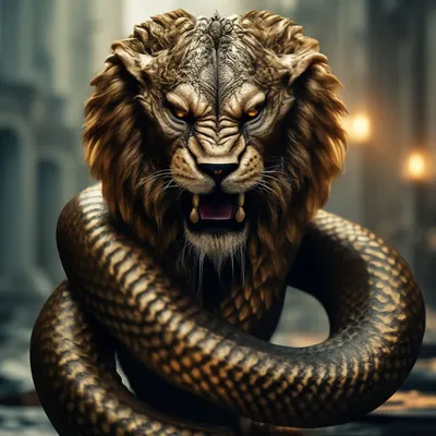 Гибрид льва и змеи» — создано в Шедевруме