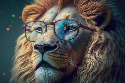 Крутой лев в очках» — создано в Шедевруме
