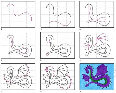 Как нарисовать дракона поэтапно | TopOkritki | Дзен