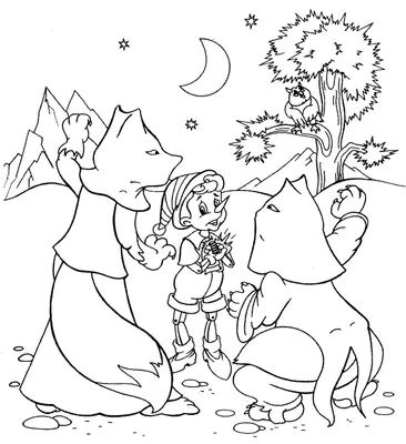 Online coloring pages Coloring Лиса алиса и кот базилио крадут у буратино  монеты , Coloring .