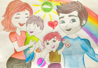 Иллюстрация Моя семья в стиле 2d, детский, персонажи |