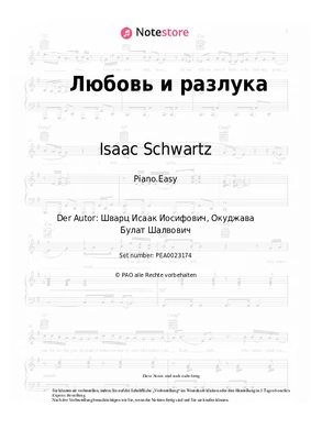 Isaac Schwartz - Любовь и разлука Noten für Piano kostenlos downloaden   SKU PEA0023174