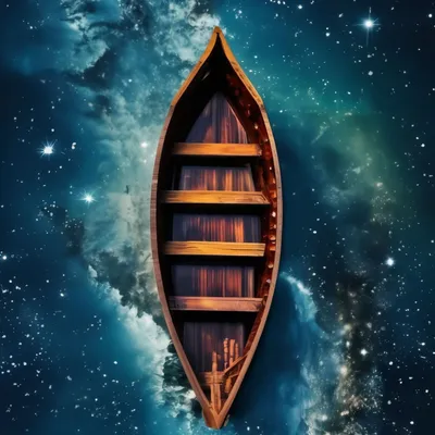 Пустая деревянная лодка на воде, 4к…» — создано в Шедевруме
