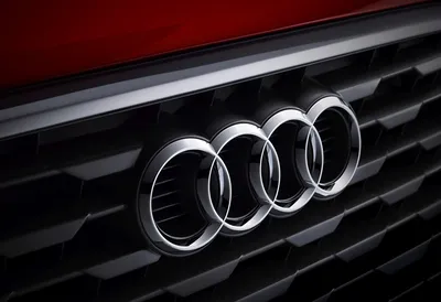 Audi brand symbol logo with name red design Vector Image