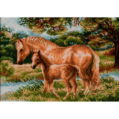 Мартин Джонсон Хед - Лошадь с жеребенком на болотах. Фрагмент, 1863, 77×38  см: Описание произведения | Артхив