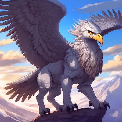 Гибрид- орёл+лошадь в стиле аниме…» — создано в Шедевруме