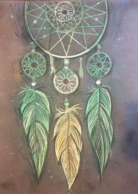 пастель, ловец снов на темной бумаге. Pastel art | Dream catcher, Native  art, Dreamcatcher tattoo