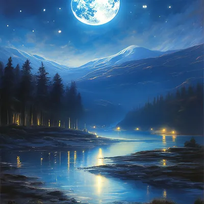 Купить картину Лунная ночь на Волге в Москве от художника Ларионов Василий