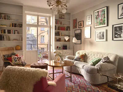 Мохнатый" диван и уютный декор: душевная квартир в Стокгольме (43 кв. м) 〛  ◾ Фото ◾ Идеи ◾ Дизайн