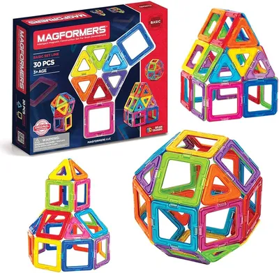 : Magformers Basic Set (30 pieces) magnetic building blocks,  educational tiles, STEM toy - 63076 , Rainbow : Everything Else