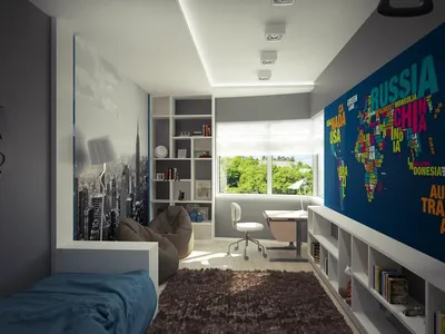 ≡ ➤ Дизайн-проект комнаты для мальчика-школьника ⋆ Фабрика мебели «Mamka™»  ᐈ Эксперт детского пространства