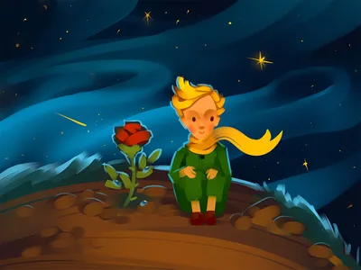 Картина "Маленький Принц и роза" Картина с Маленьким Принцем – заказать на  Ярмарке Мастеров – MF0EORU | Картины, Самара