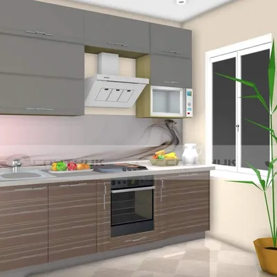 проект 068. Угловые малогабаритные кухни: 3D макеты кухонь, купить в  Санкт-Петербурге