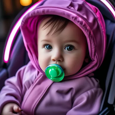 Малыш в розово фиолетовой коляске с…» — создано в Шедевруме