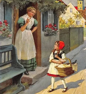 Иллюстрация Красная Шапочка и ее мама в стиле компьютерная графика