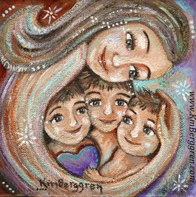 Мама с двумя детьми рисунок (42 фото)