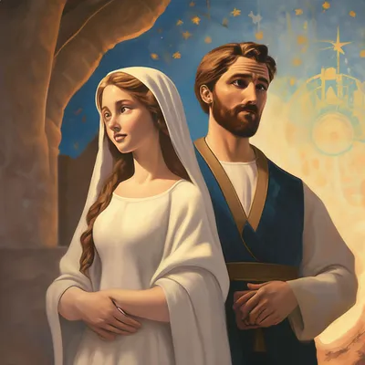 Мария и иосиф стоят на расстоянии …» — создано в Шедевруме