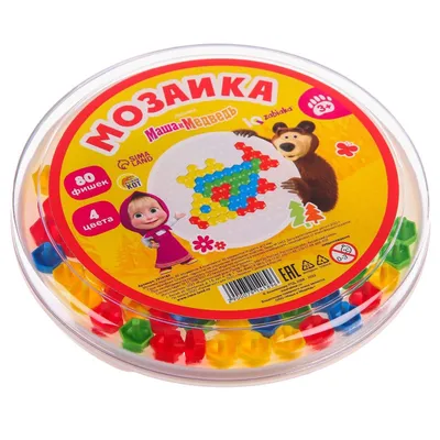 Мозаика круглая Маша и Медведь, 80 фишек, 4 цвета - купить с доставкой по  выгодным ценам в интернет-магазине OZON (814438457)