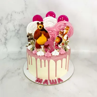Кремовый торт Маша и медведь с расписными пряниками | Тематические торты,  Торт для ребёнка, Торт на день рождения