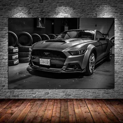 Картины на стену Supercar для DS Mustang Widebody, тюнинг мышечной машины,  черно-белые холщовые плакаты и принты для домашнего декора | AliExpress