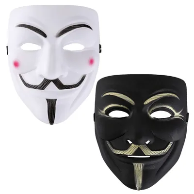 : RUSVNO 2 Pack Hacker Mask - Anonymous Guy Mask Add Mystery  White Black Halloween Mask Personalize V for Vendetta Mask for Costume  Events Carnival Cosplay Masquerade Mask Party : Clothing, Shoes