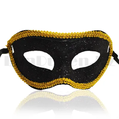 Венецианская карнавальная маска с блеском черная (id 96329355)
