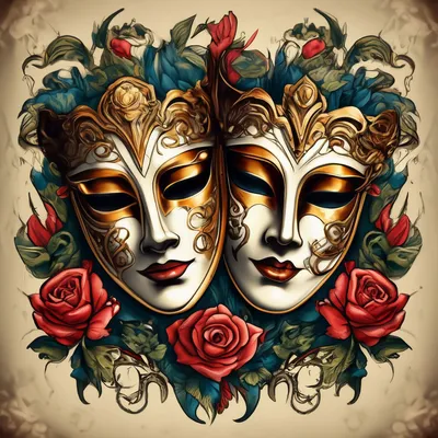 Театральные маски, эмблема.» — создано в Шедевруме