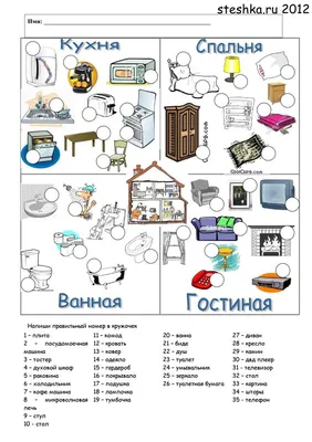 28 Бесплатных Карточек Мебель на Английском | PDF