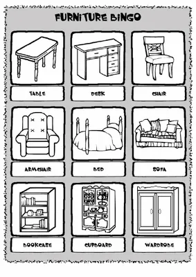 Карточки "Домашние предметы и Мебель" на английском языке | Английский  язык, Язык, Английский
