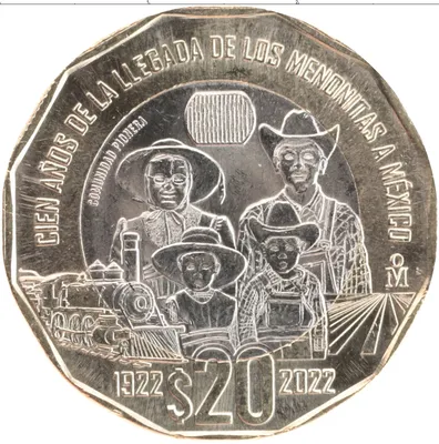 Купить монету 20 песо Мексика 2022 цена 450 руб. Биметалл FC2643