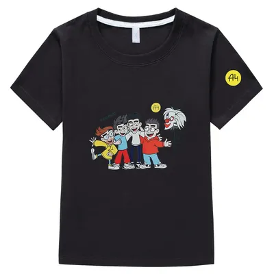 Мерч А4 t shirt Lamba print Short Sleeve T Shirts 100% Cotton Boys Girl  Baby Clothing Влад Бумага А4 для детей Kids Shirt Tops